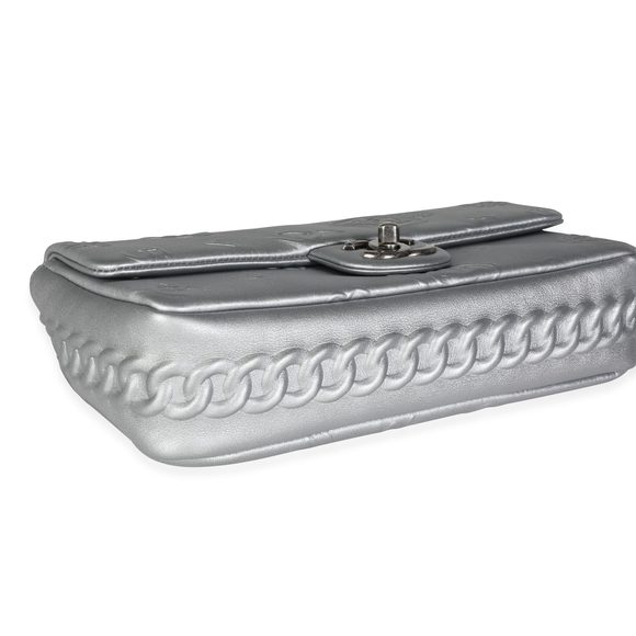 Chanel Silver Embossed Precious Symbols Single Flap Bag - Picture 7 of 8